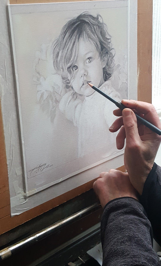 working in the studio