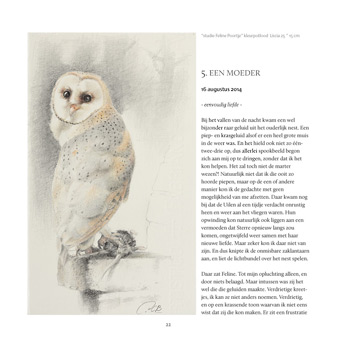 een pagina uit het boek -De Uilen Tuin- van kunstenaar/schrijver Paul Christiaan Bos, uitgegeven door Uitgeverij Noordboek